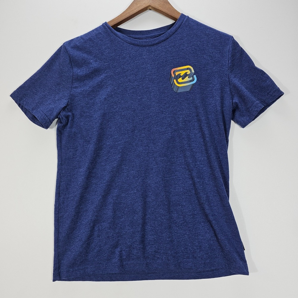 Skate Billabong T Shirt Boys Large Blue Gradient Wave Logo Graphic Tee